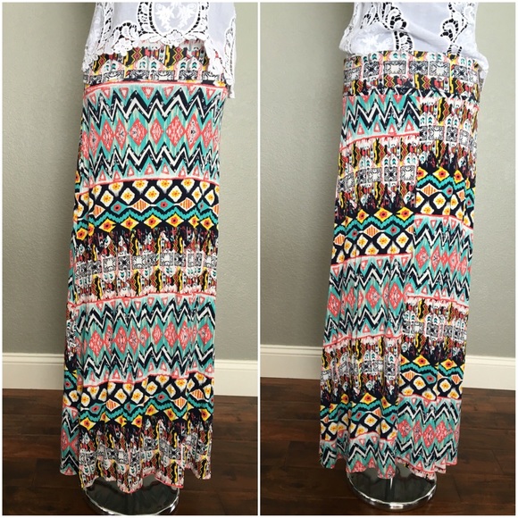 Cantata Tribal Multicolor Foldover Maxi Skirt - Picture 2 of 5